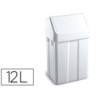 Papelera contenedor tts plastico con tapadera max 12 litros blanca 400x230x200 mm