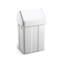 Papelera contenedor tts plastico con tapadera max 12 litros blanca 400x230x200 mm