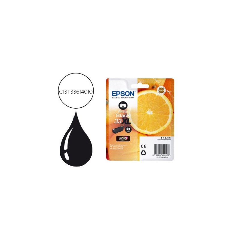 Ink-jet epson 33 xl expression premium xp530 / 630 / 635 / 830 negro 8,1 ml 400 pag