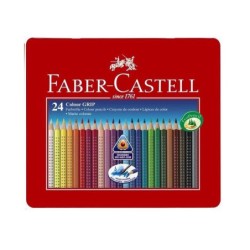 Lapices de colores faber castell acuarelable colour grip triangular caja metalica de 24 colores surtidos