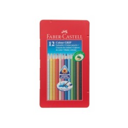 Lapices de colores faber castell acuarelable colour grip triangular caja metalica de 12 colores surtidos