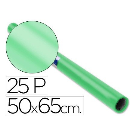 Papel charol verde palido rollo 25 hojas de 50x65 cm