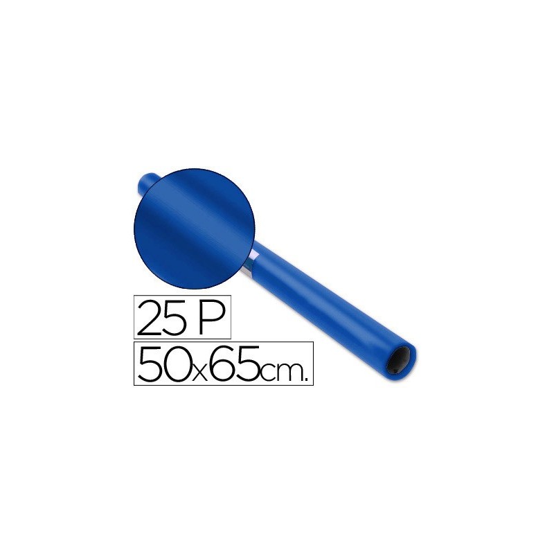 Papel charol azul cobalto rollo 25 hojas de 50x65 cm