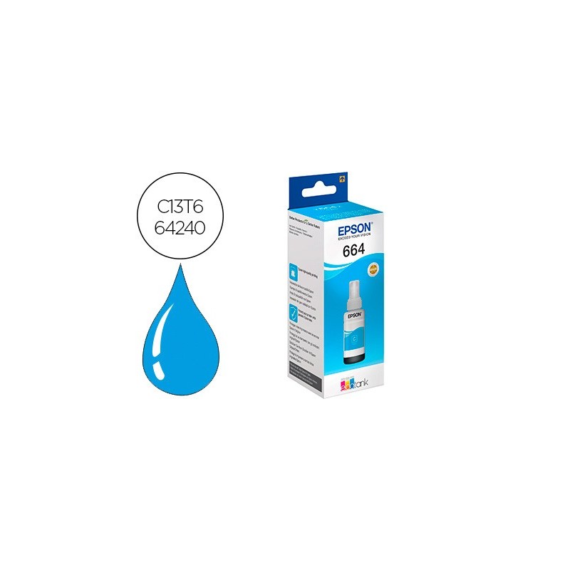 Tinta epson t6642 et2500/2550/ /14000/l475/565/575/4500 cian botella 70 ml 6.500 pag
