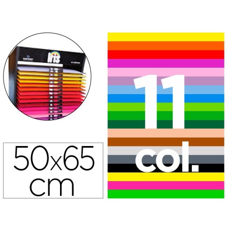 Cartulina guarro 50x65 cm contenido \d\ 25 hojas x 11 colores 185 gr