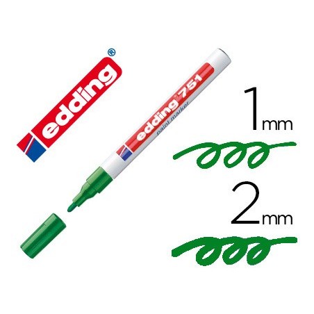 Rotulador edding punta fibra 751 verde punta redonda 1-2 mm