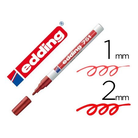Rotulador edding punta fibra 751 rojo punta redonda 1-2 mm