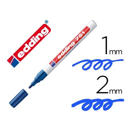 Rotulador edding punta fibra 751 azul punta redonda 1-2 mm