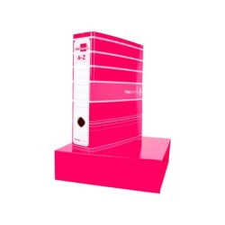 Archivador de palanca liderpap el a4 filing system forrado sin rado lomo 80mm rosa con caja y compresor metalico