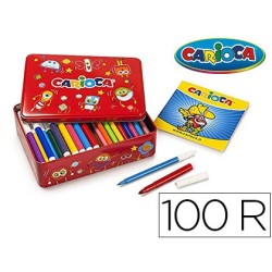 Rotulador carioca color kit caja metalica de 100 unidades surtidas  album colorear