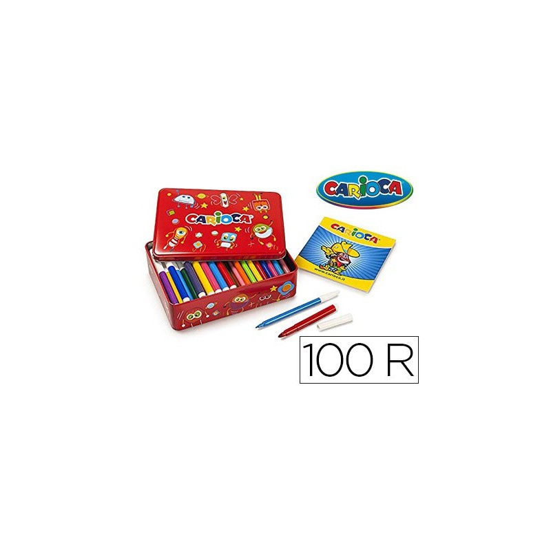 Rotulador carioca color kit caja metalica de 100 unidades surtidas  album colorear