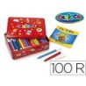 Rotulador carioca color kit caja metalica de 100 unidades surtidas  album colorear