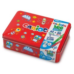 Rotulador carioca color kit caja metalica de 100 unidades surtidas  album colorear