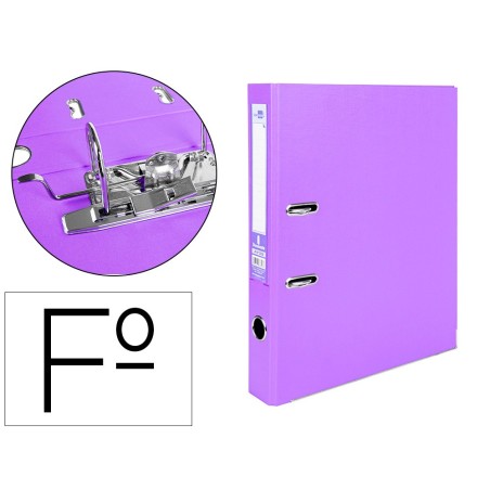 Archivador de palanca liderpapel folio documenta forrado pvc con rado lomo 52 mm lila compresor metalico