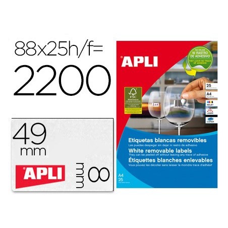 Etiqueta adhesiva apli removible 10314 especial joyeria 45x8 mm fotocopiadora laser ink-jet caja con 25