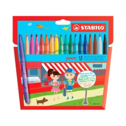 Rotulador escolar stabilo powe r caja de 18 unidades colores surtidos