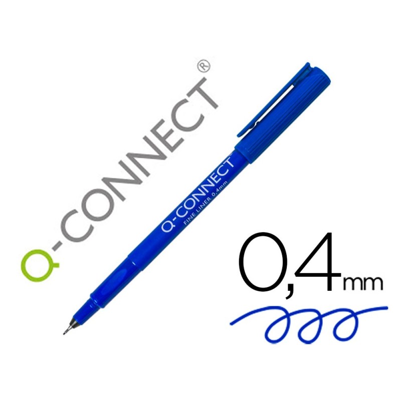 Rotulador q-connect punta de fibra fine liner azul 0,4 mm
