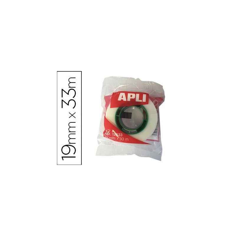 Cinta adhesiva apli 33 mt x 19 mm invisible encelofanada individualmente