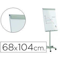 Pizarra blanca rocada para conferencias metalica lacada magnetica con ruedas 68x104 cm