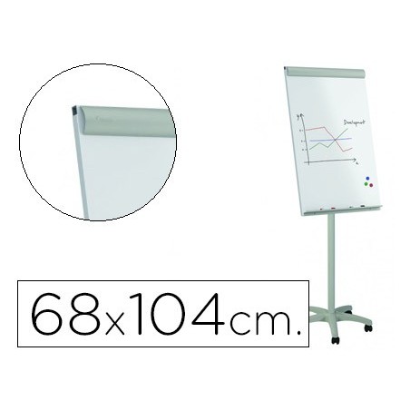 Pizarra blanca rocada para conferencias metalica lacada magnetica con ruedas 68x104 cm