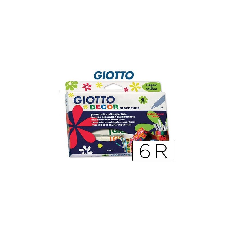 Rotulador giotto decor materials caja de 6 colores surtidos Rotulador giotto decor materials caja de 6 colores surtidos