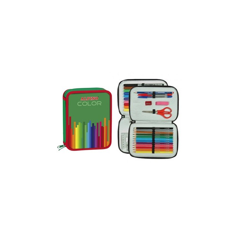 Plumier escolar alpino color pequeño doble cremallera