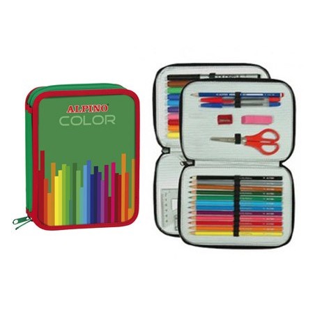 Plumier escolar alpino color pequeño doble cremallera