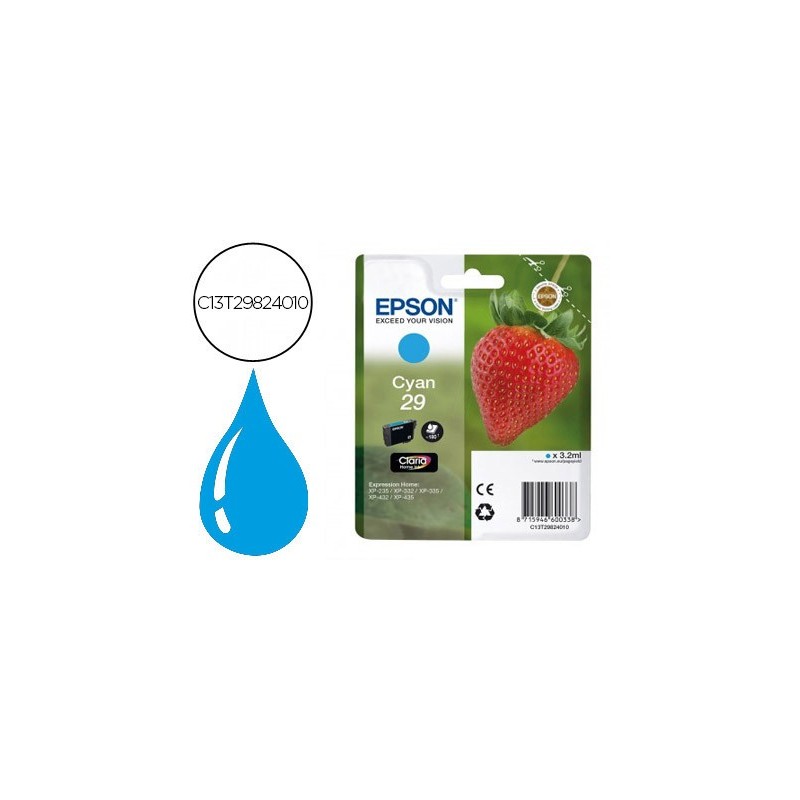 Ink-jet epson home 29 t2982 xp435/330/335/332/430/235/432 cian 175 pag
