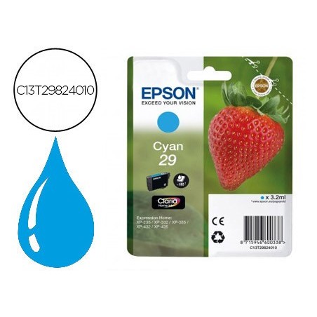 Ink-jet epson home 29 t2982 xp435/330/335/332/430/235/432 cian 175 pag