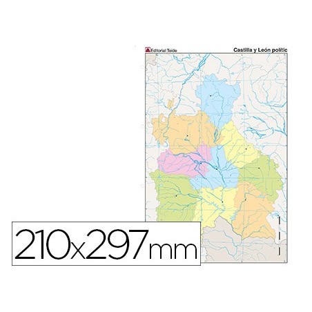 Mapa mudo color din a4 castilla-leon politico