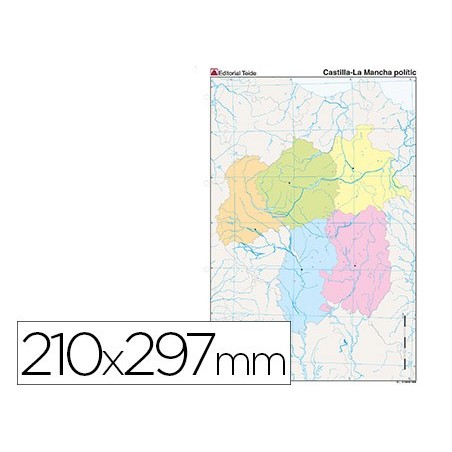 Mapa mudo color din a4 castilla-la mancha politico