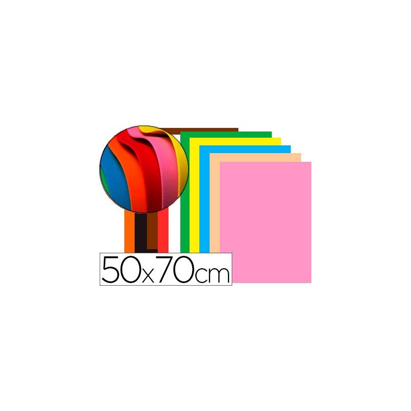 Goma eva liderpapel 50x70cm 60g/m2 espesor 1,5mm colores surtidos
