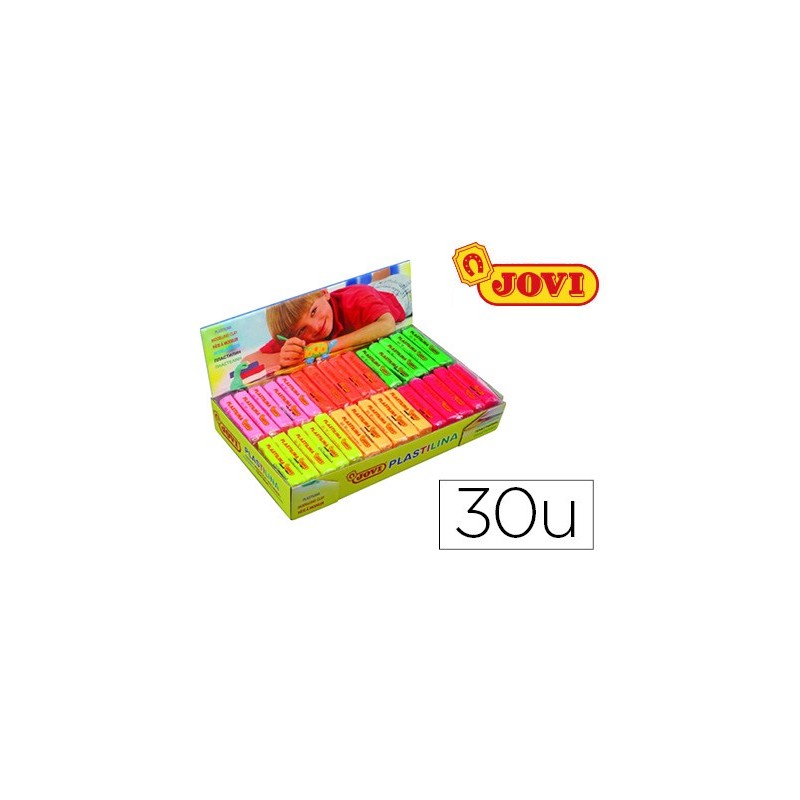 Plastilina jovi 70f tamaño pequeño caja de 30 unidades colores fluorescentes surtidos