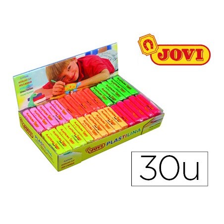 Plastilina jovi 70f tamaño pequeño caja de 30 unidades colores fluorescentes surtidos