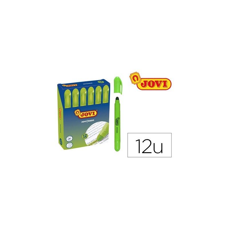 Marcador de cera gel jovi fluorescente verde caja de 12 unidades