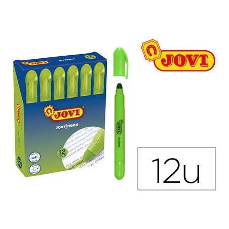 Marcador de cera gel jovi fluorescente verde caja de 12 unidades