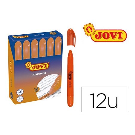 Marcador de cera gel jovi fluorescente naranja caja de 12 unidades