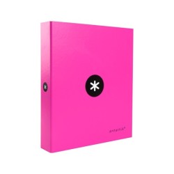 Carpeta 4 anillas 40 mm mixtas antartik a4 forrada color rosa
