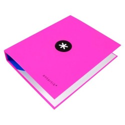 Carpeta 4 anillas 40 mm mixtas antartik a4 forrada color rosa