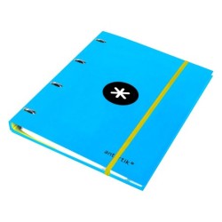 Carpeta con recambio antartik a4 cuadro 5mm forrada 4 anillas 25mm redondas color azul