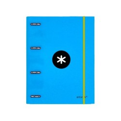 Carpeta con recambio antartik a4 cuadro 5mm forrada 4 anillas 25mm redondas color azul