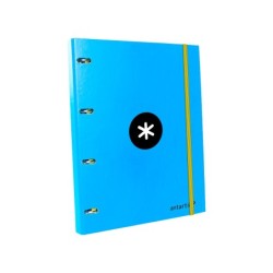 Carpeta con recambio antartik a4 cuadro 5mm forrada 4 anillas 25mm redondas color azul