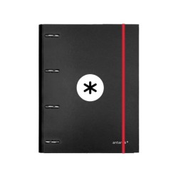 Carpeta con recambio antartik a4 cuadro 5mm forrada 4 anillas 25mm redondas color negro