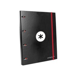 Carpeta con recambio antartik a4 cuadro 5mm forrada 4 anillas 25mm redondas color negro