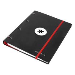 Carpeta con recambio antartik a4 cuadro 5mm forrada 4 anillas 25mm redondas color negro