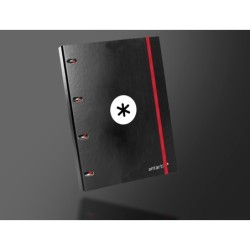 Carpeta con recambio antartik a4 cuadro 5mm forrada 4 anillas 25mm redondas color negro