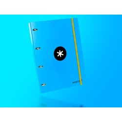 Carpeta con recambio antartik a4 cuadro 5mm forrada 4 anillas 25mm redondas color azul