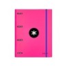 Carpeta con recambio antartik a4 cuadro 5mm forrada 4 anillas 25mm redondas color rosa