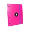 Carpeta con recambio antartik a4 cuadro 5mm forrada 4 anillas 25mm redondas color rosa