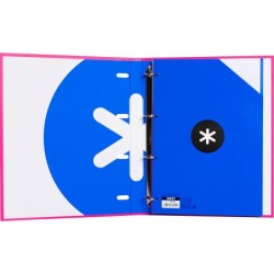 Carpeta con recambio antartik a4 cuadro 5mm forrada 4 anillas 25mm redondas color rosa